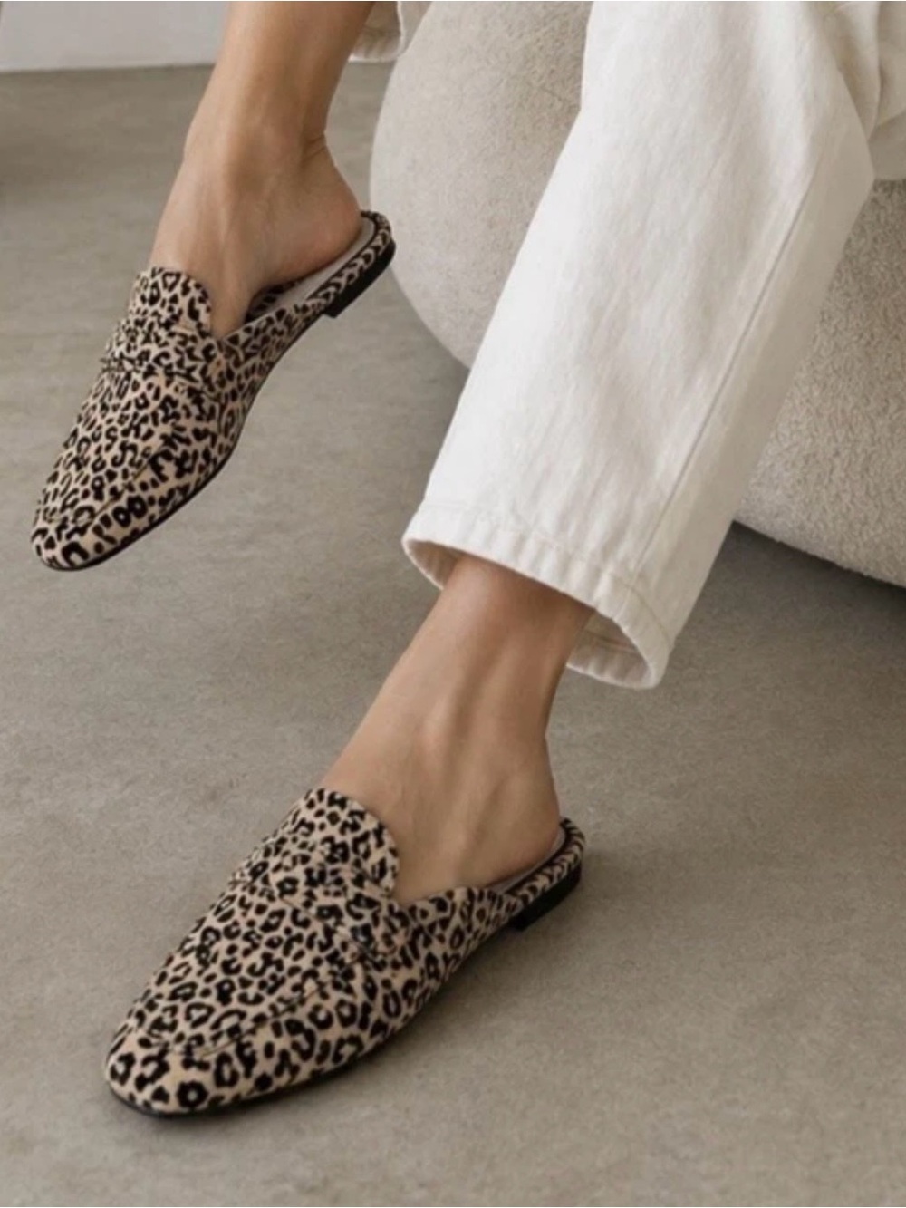 Gianni Bini Leopard Print Leather Mules Slippers